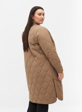 Long quilted jacket with zip and pockets, Amphora, Model image number 1