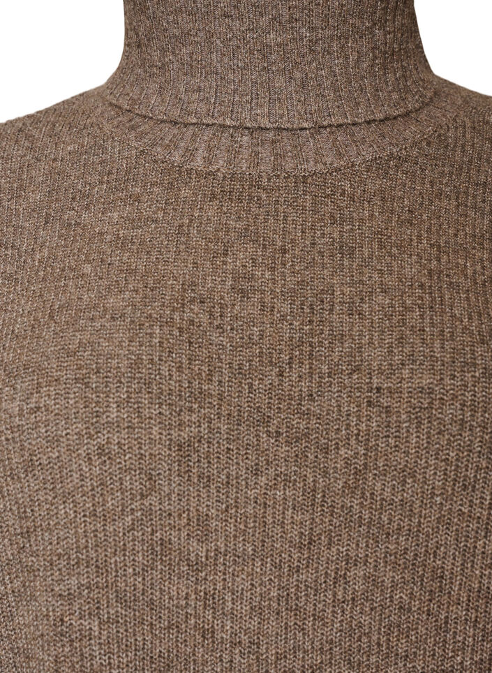 Loose knit jumper with a turtleneck, Brown, Packshot image number 2