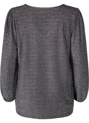Top with glitter and long sleeves, Black Silver, Packshot image number 1