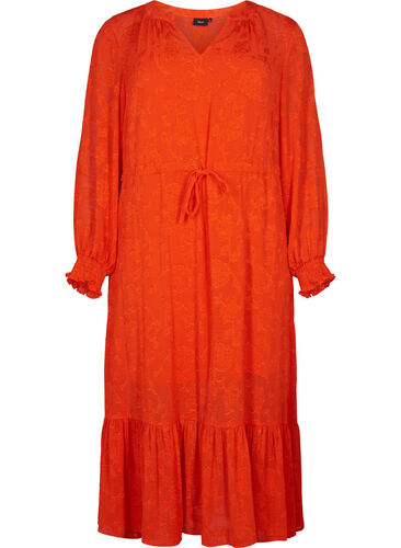 Long-sleeved midi dress in jacquard look, Orange.com, Packshot image number 0