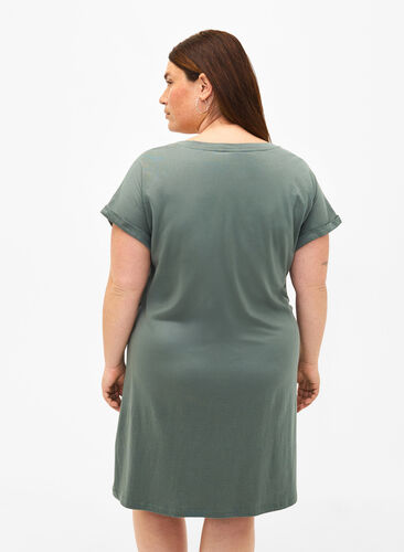 2-pack cotton dress with short sleeves, Balsam Green/Black, Model image number 1
