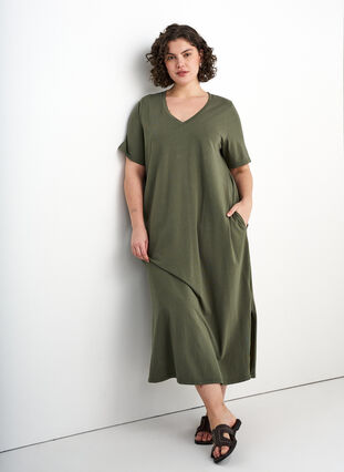 green midi t shirt dress Lennox Jersey Midi T-Shirt Dress