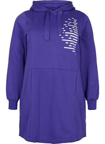 Long sweatshirt with hood and pockets, Deep Blue, Packshot image number 0