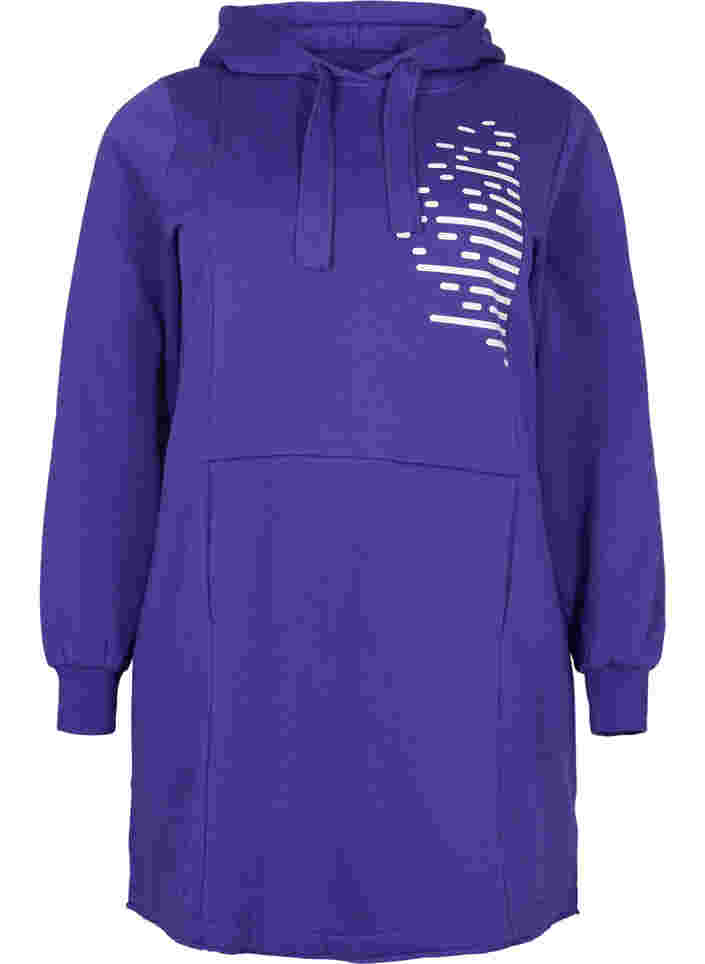 Long sweatshirt with hood and pockets, Deep Blue, Packshot image number 0