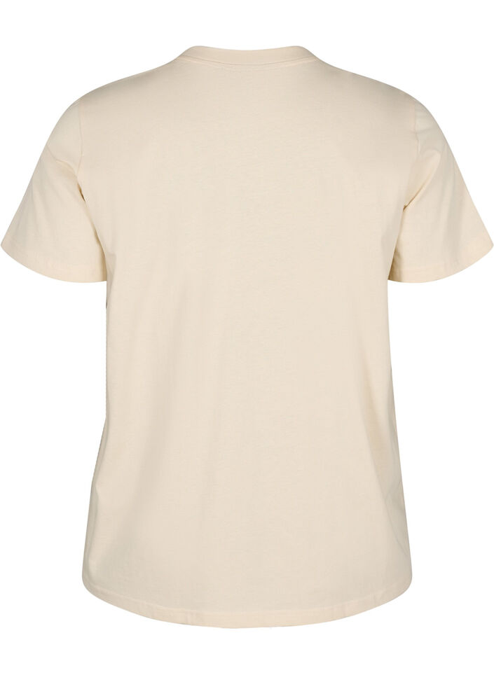 Cotton T-shirt with print, Beige, Packshot image number 1