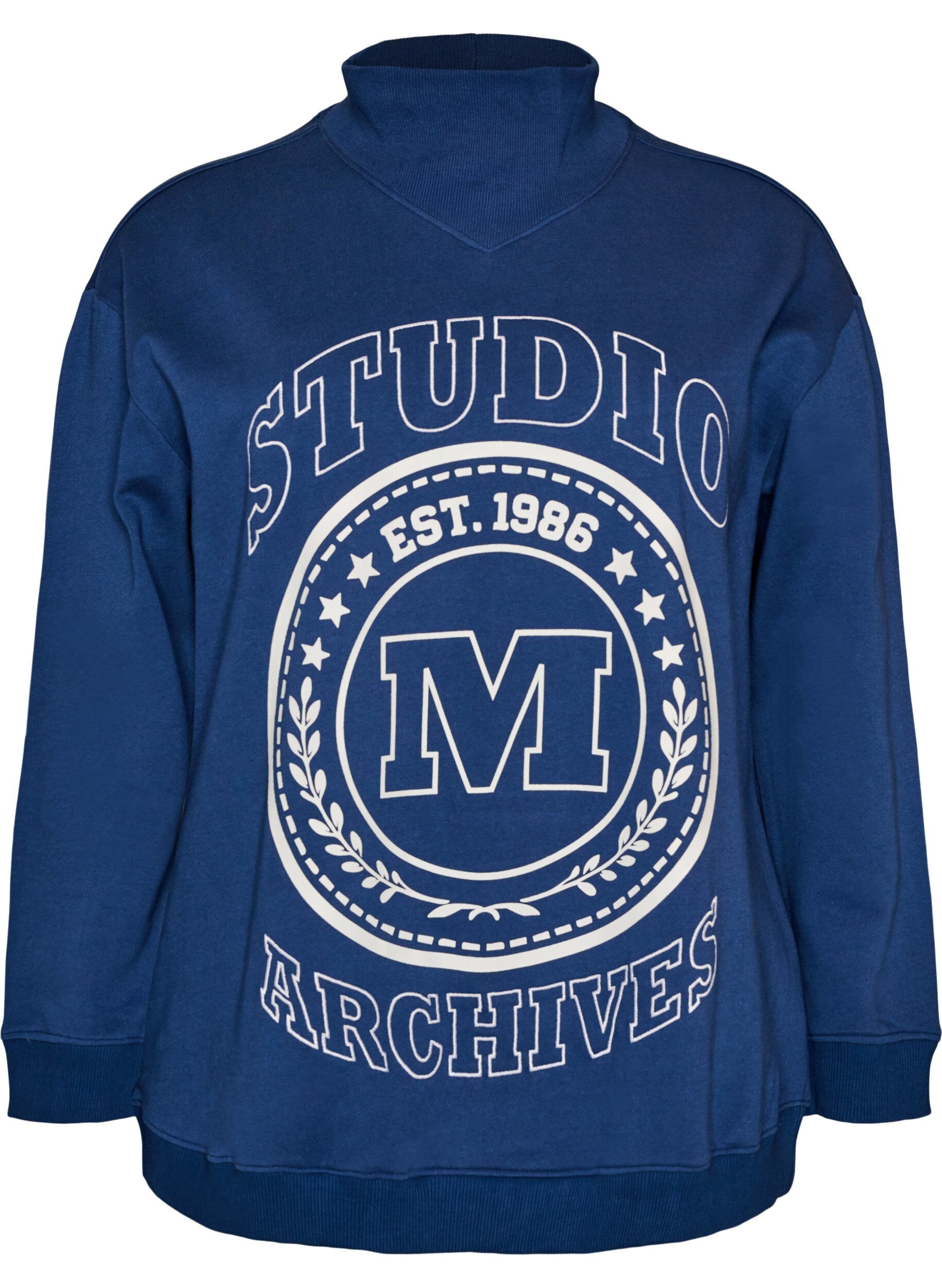 Sweatshirt with a high neck and sporty front motif