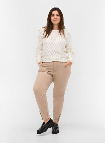 Cropped Amy jeans with buttons, Oxford Tan, Model image number 0