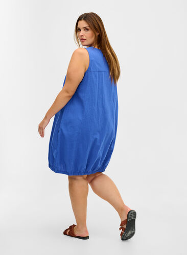 Sleeveless cotton dress, Dazzling Blue, Model image number 1