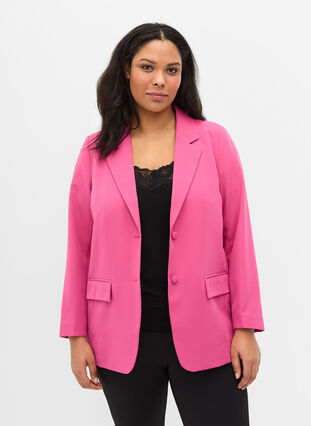 Blazer with button fastening and pockets, Fuchsia Rose, Model image number 0