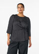 Polka dot blouse with tie-fastening and 3/4-sleeves, Black, Model image number 0