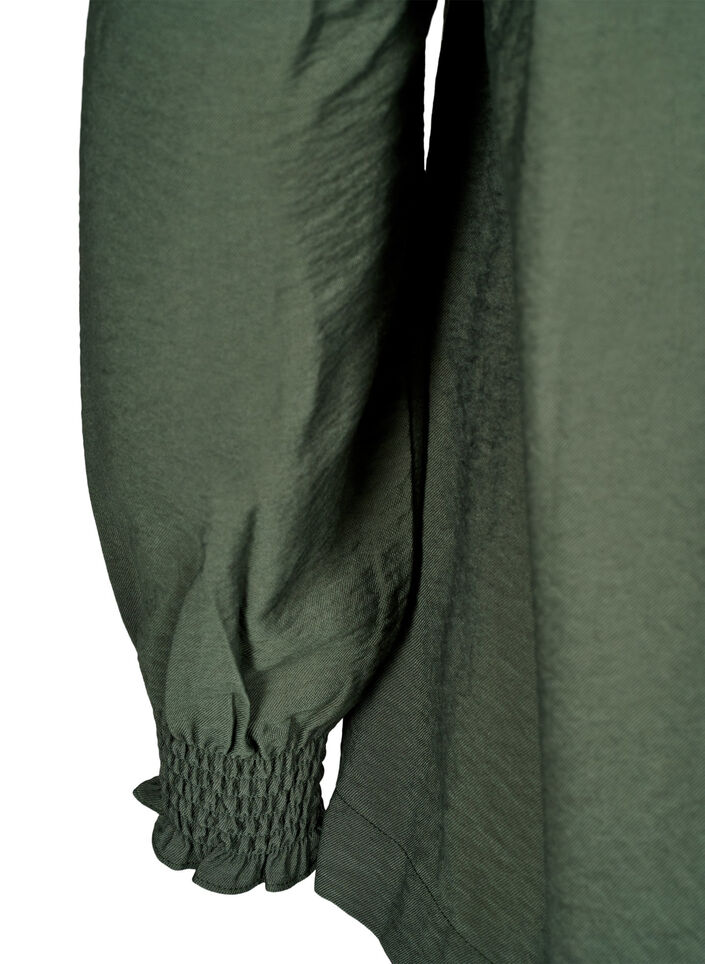 Blouse with ruffle collar, Green, Packshot image number 3