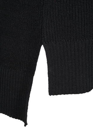Long v-neck slit knitted vest, Black, Packshot image number 3