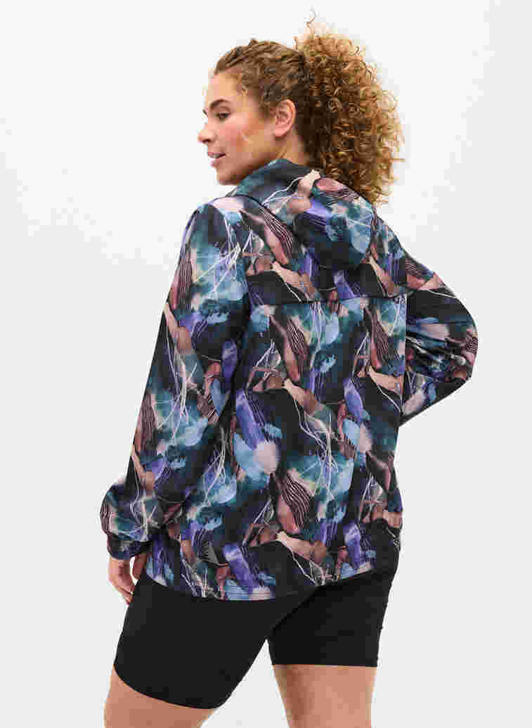 Printed sports jacket with hood, Watercolor Print, Model image number 1
