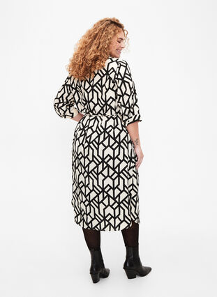 FLASH - Shirt dress with print, Birch Black Graphic, Model image number 1