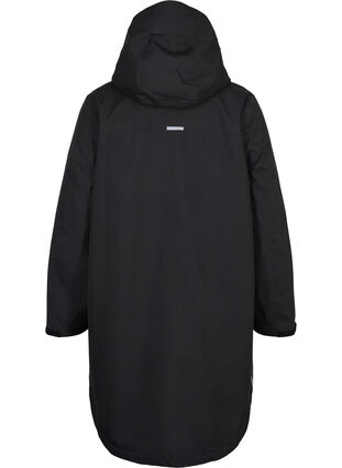 Long, hooded ski jacket with pockets, Black w/Black, Packshot image number 1
