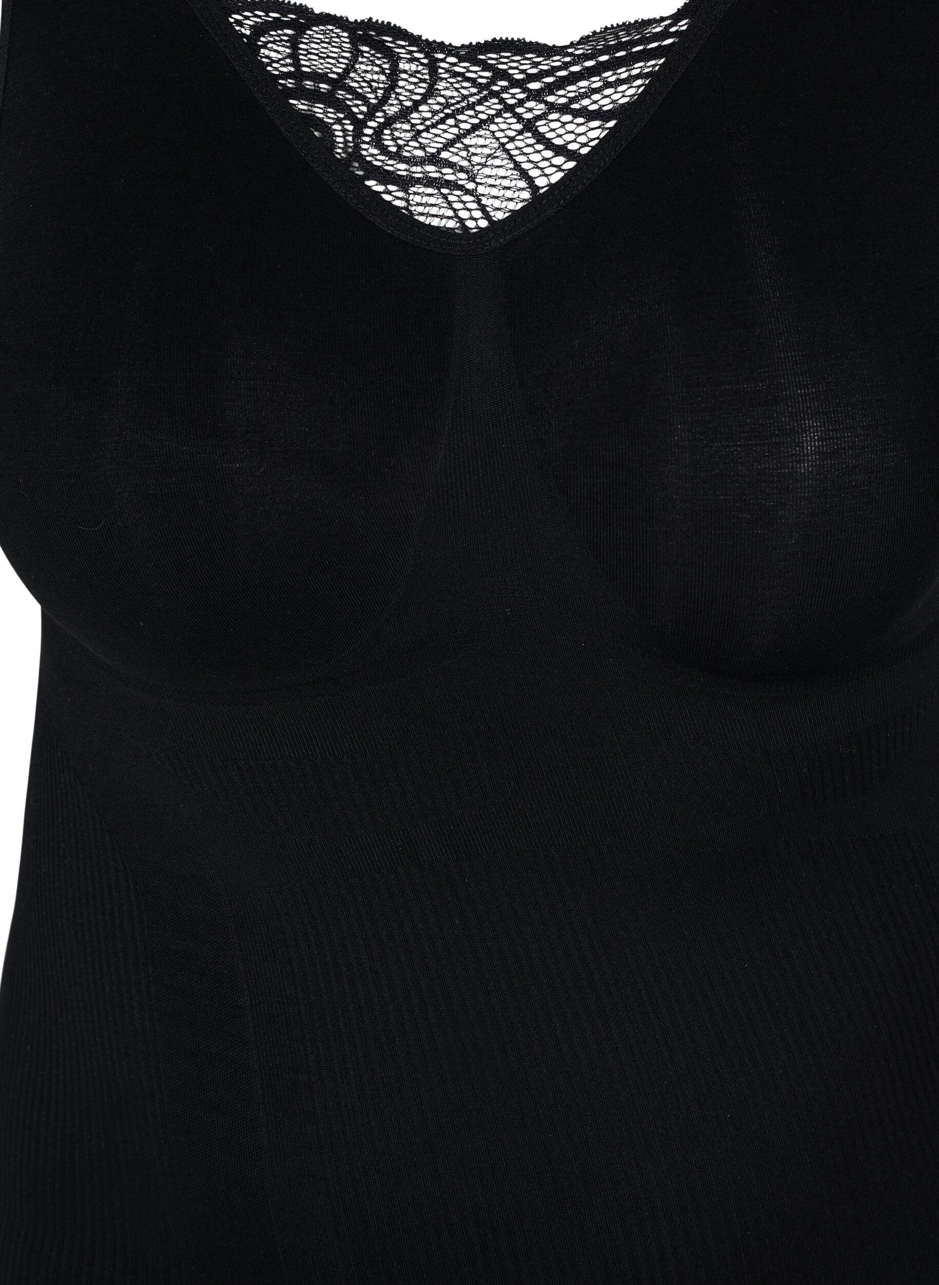 Zizzifashion Shapewear top with lace detail, Black, Packshot image number 2