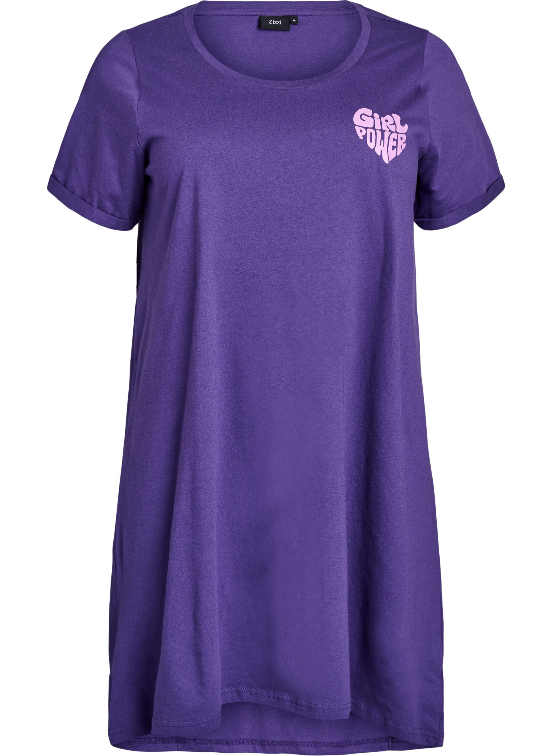 ZizzifashionShort-sleeved nightgown in organic cotton, Purple, Packshot image number 0