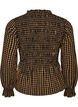 Checked blouse with smocking and peplum, Brown, Packshot image number 1
