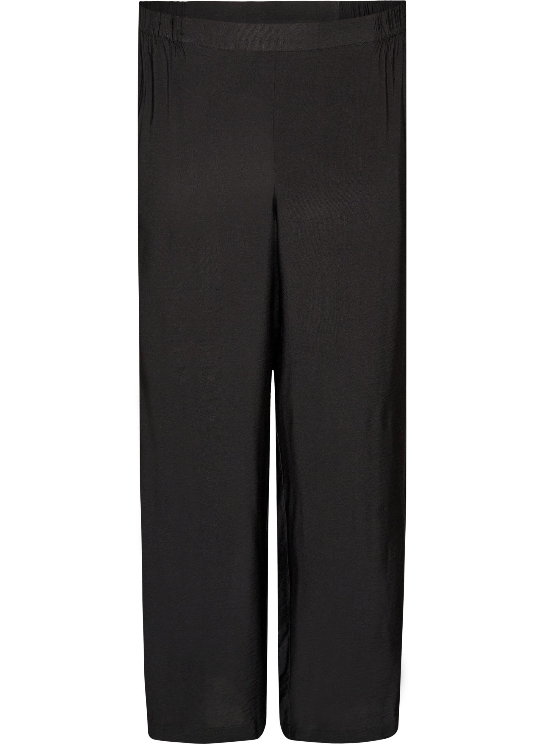 ZizzifashionViscose trousers with an elasticated waist and straight legs, Black, Packshot image number 0