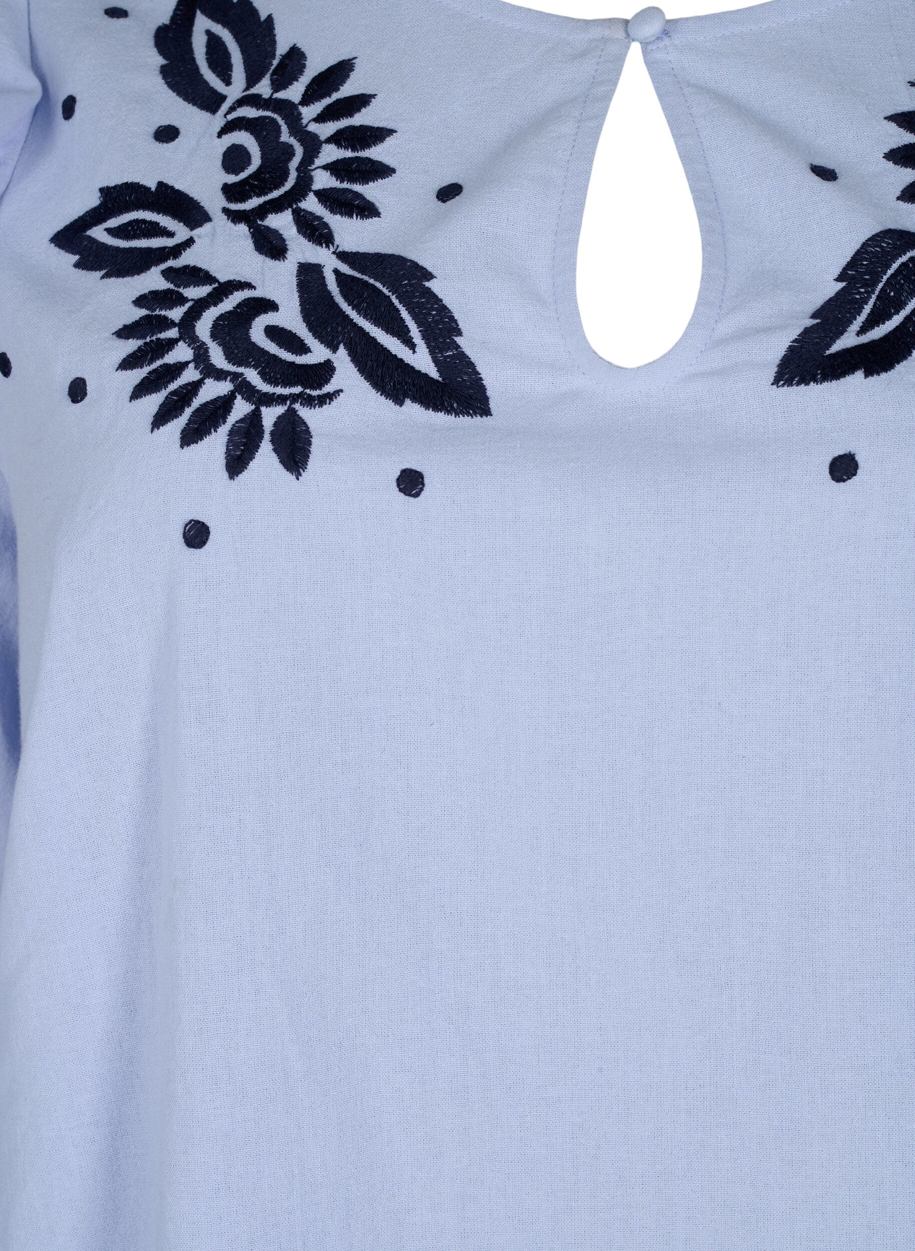 Zizzifashion Cotton blouse with embroidery and ruffles, Light Blue, Packshot image number 2