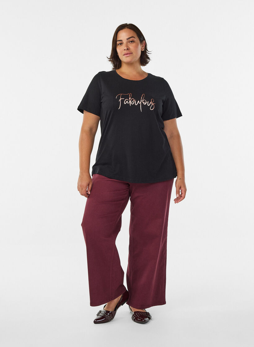 T-shirt with motif, Black, Model image number 1