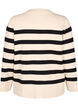 Striped knitted cardigan with V-neck, Birch w. Black, Packshot image number 1
