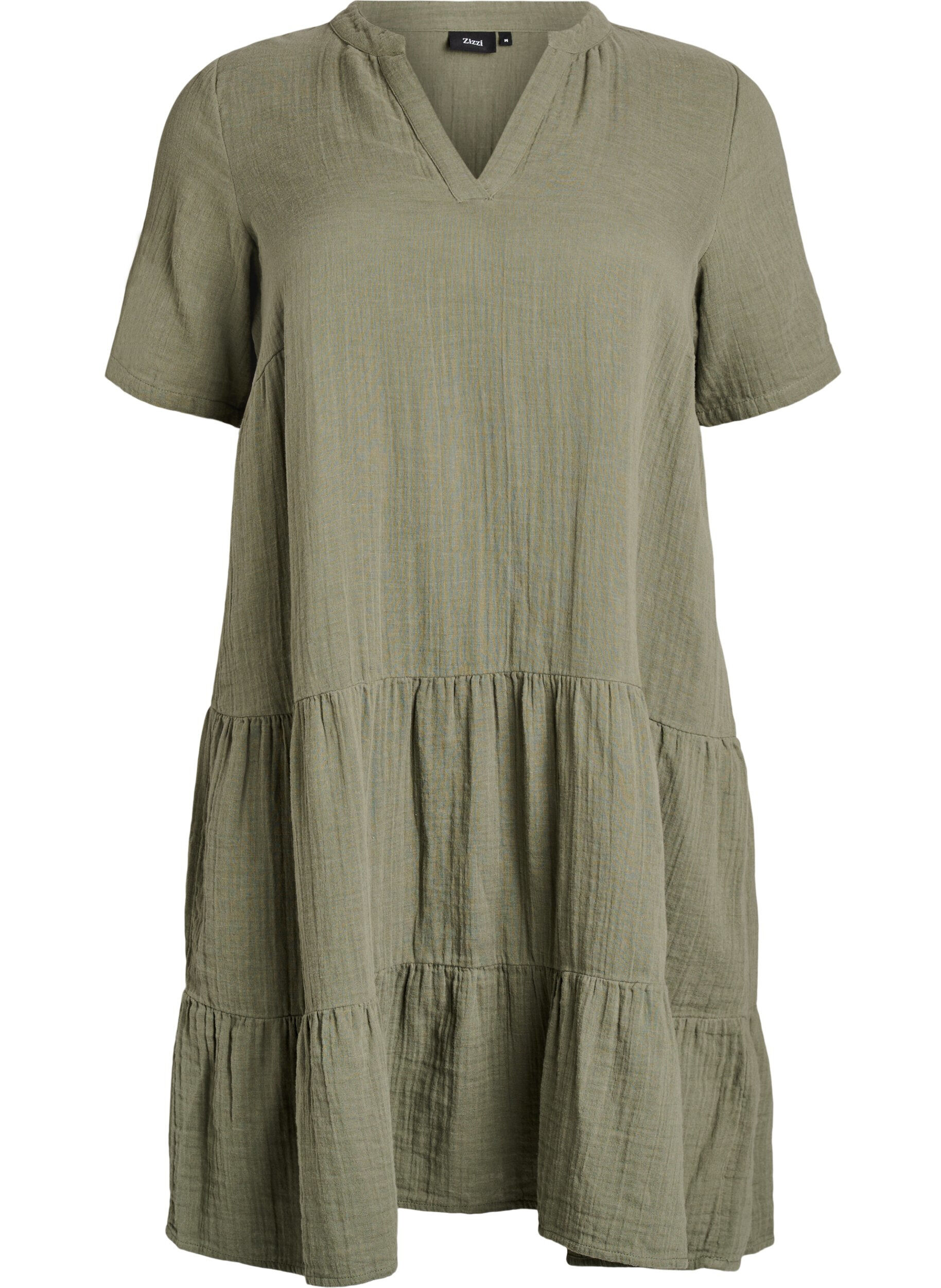 Short A-line dress in cotton muslin