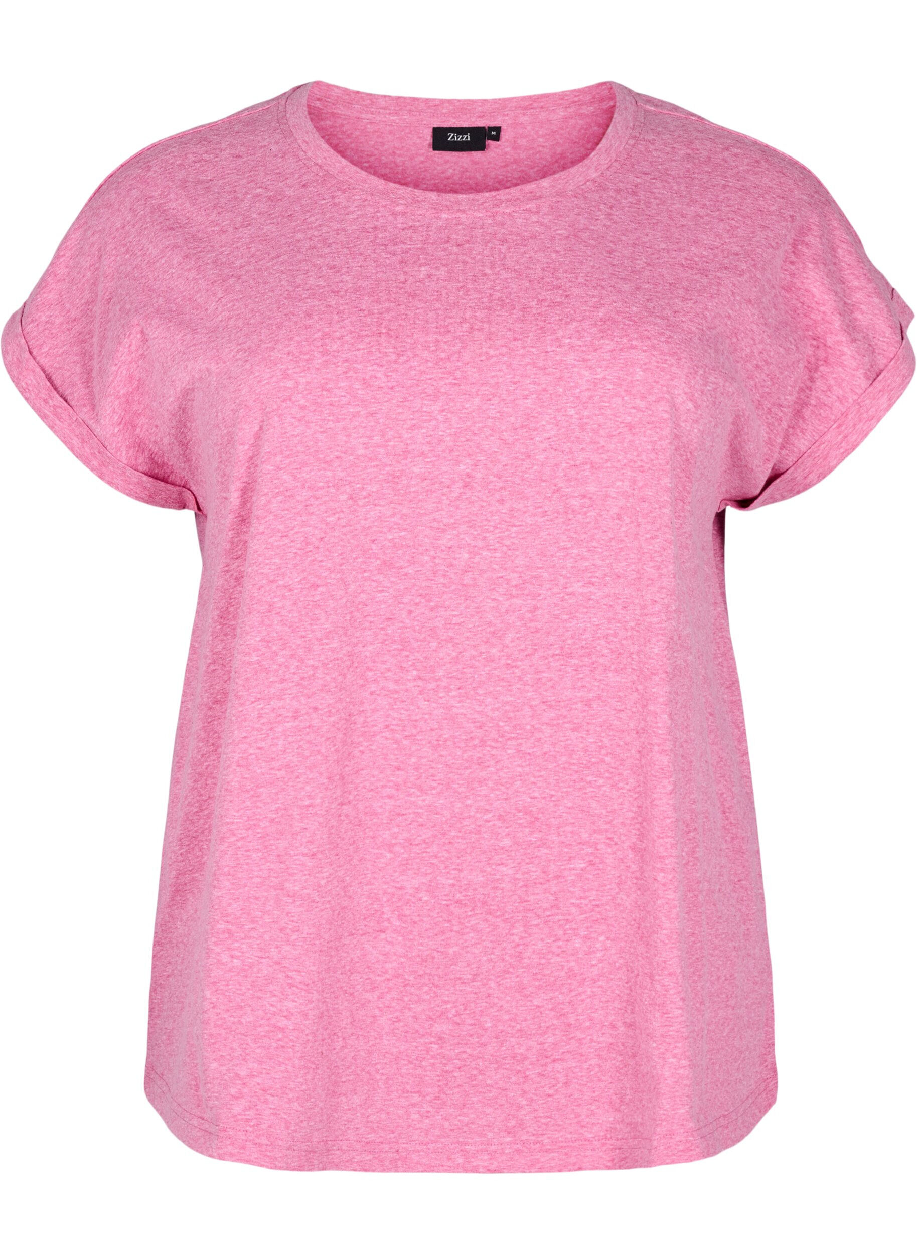Zizzifashion Melange T-shirt with short sleeves, Rose, Packshot image number 0