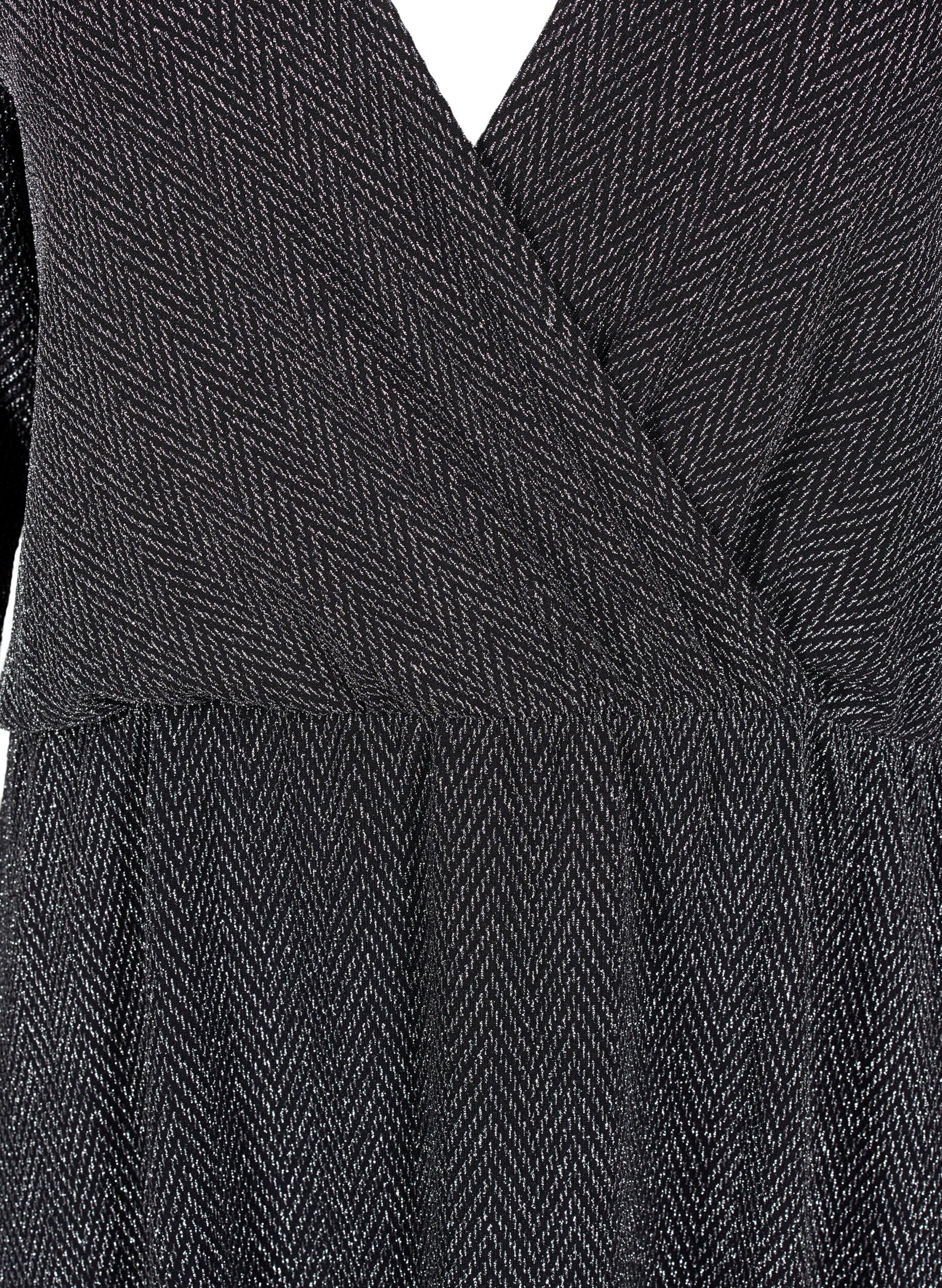 Zizzifashion Glitter dress with zigzag pattern, Silver ZigZagShimmer, Packshot image number 2