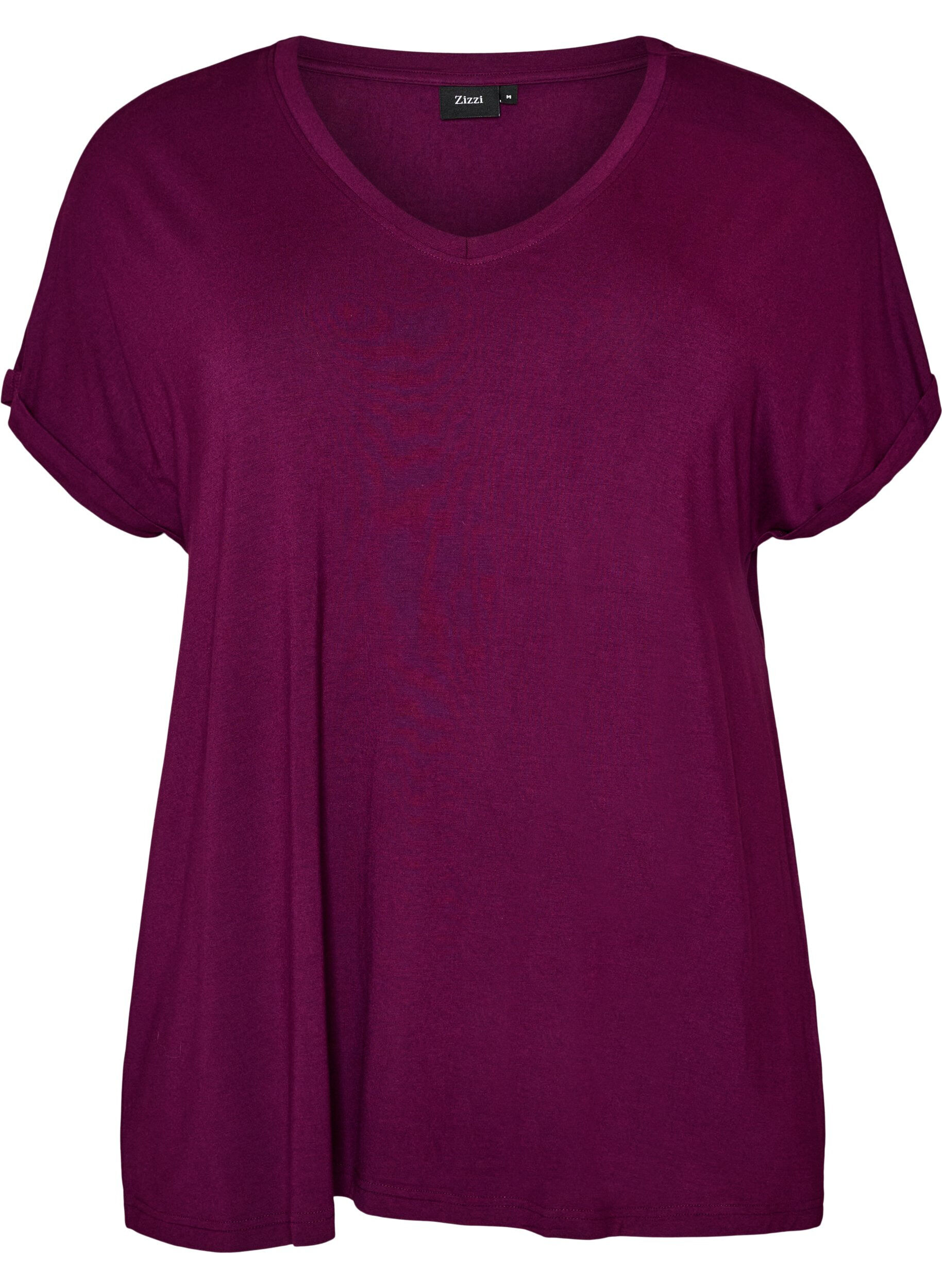 ZizzifashionBasic V-neck T-shirt in viscose, Purple, Packshot image number 0
