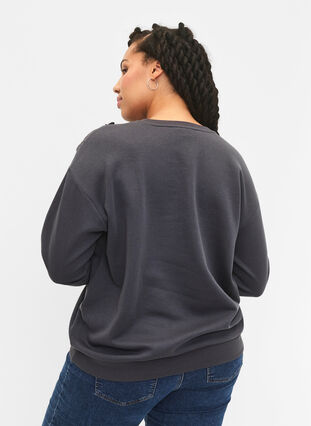 Sweatshirt with ruffle and crochet detail, Dark Grey, Model image number 1