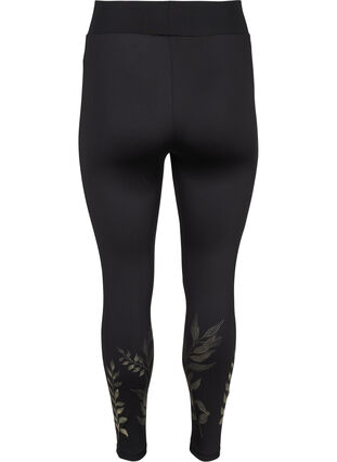 Cropped sports leggings with print details, Black Rose, Packshot image number 1