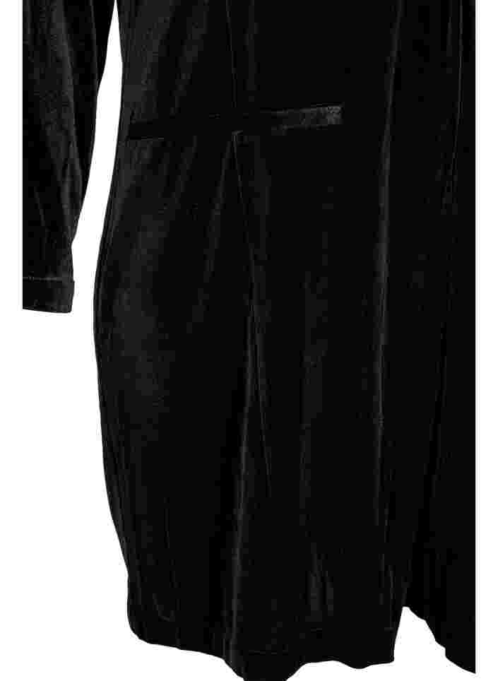 Long blazer in velour, Black, Packshot image number 3