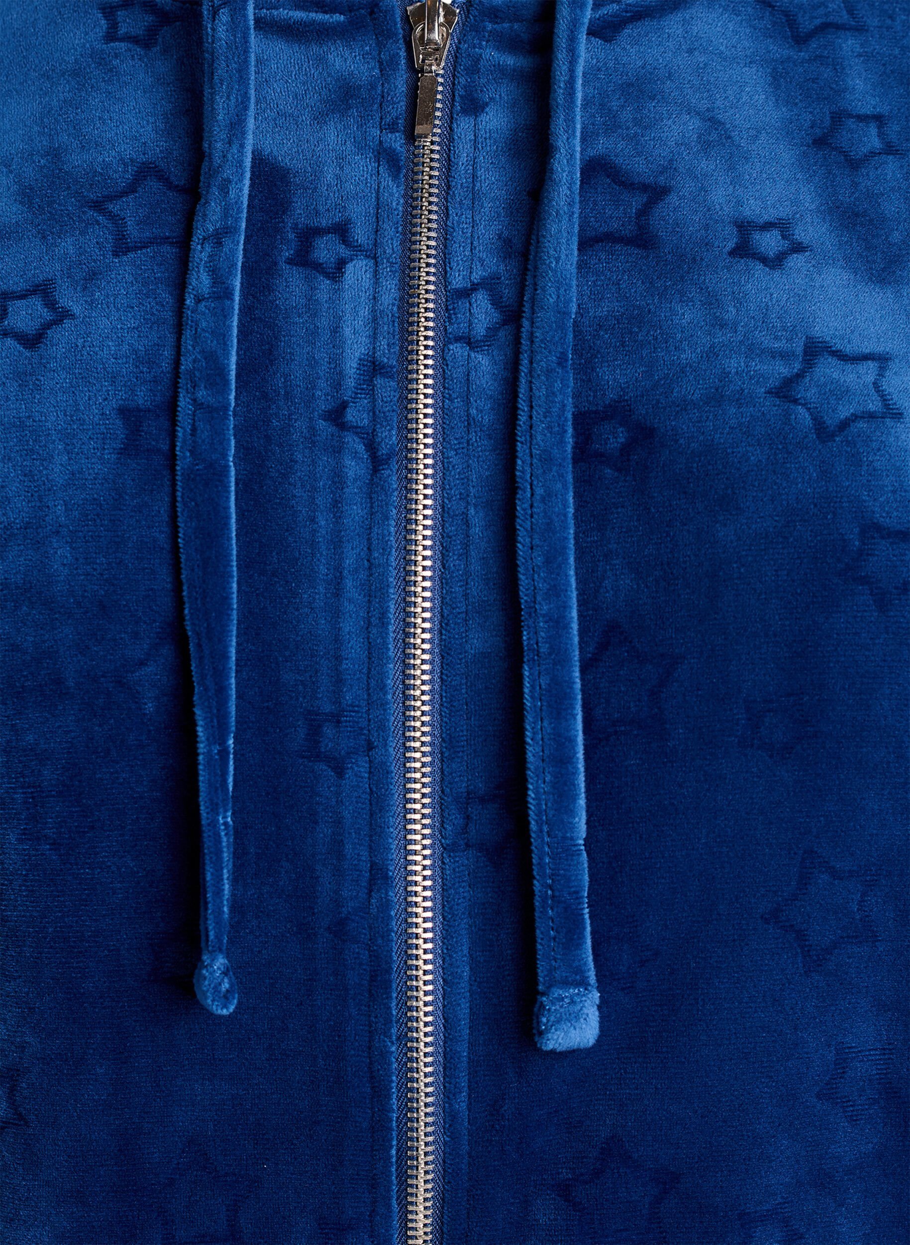 Zizzifashion Hooded velour cardigan with pockets, Blue, Packshot image number 2