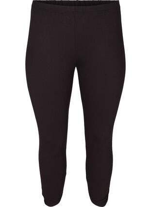 Basic 3/4 leggings with ruched detail, Black, Packshot image number 0