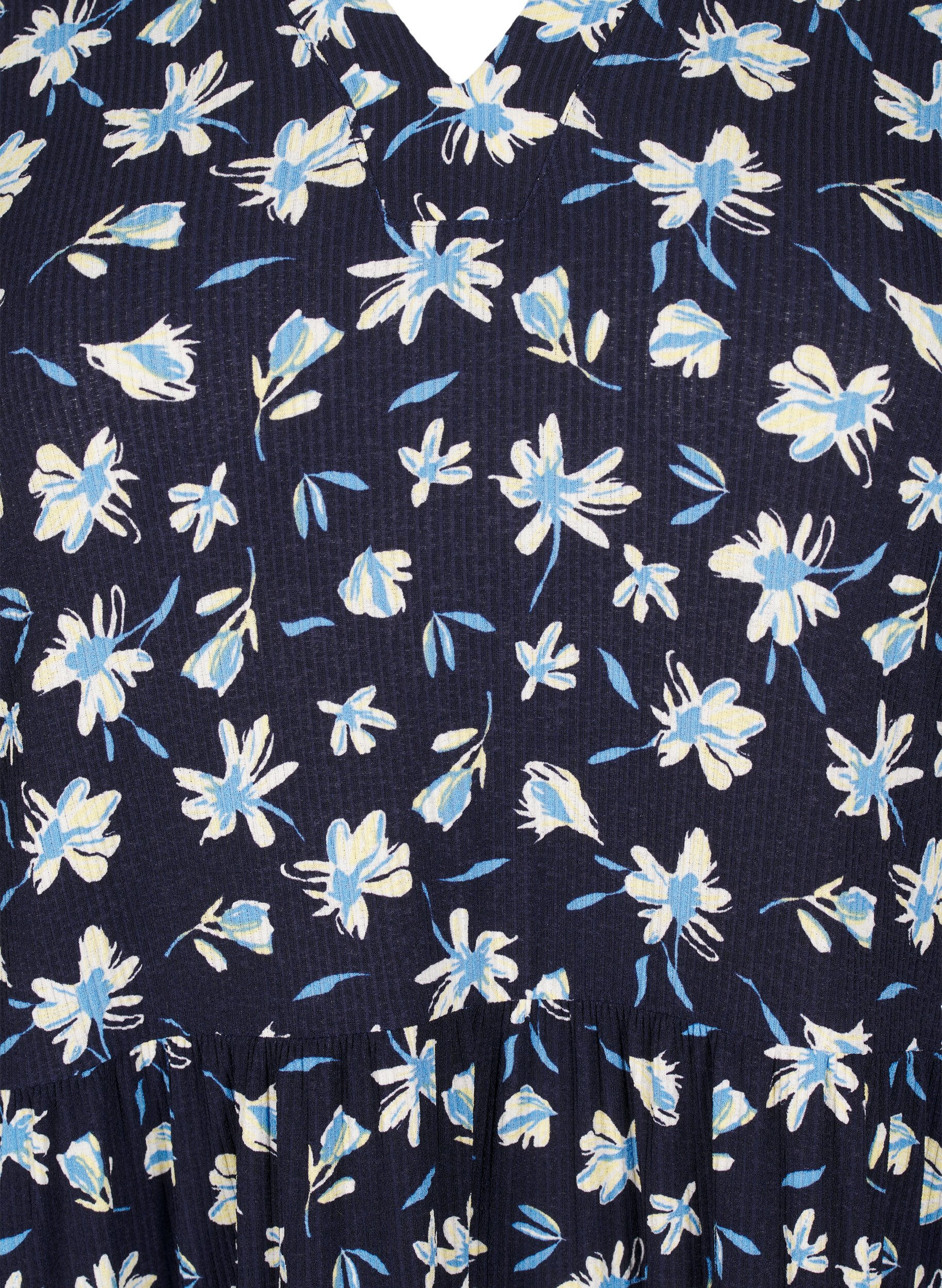 Zizzifashion Short A-line dress with floral print, Blue, Packshot image number 2