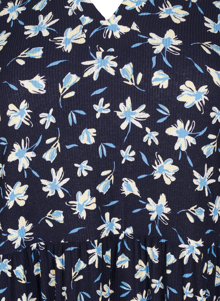 Short A-line dress with floral print, Blue, Packshot image number 2