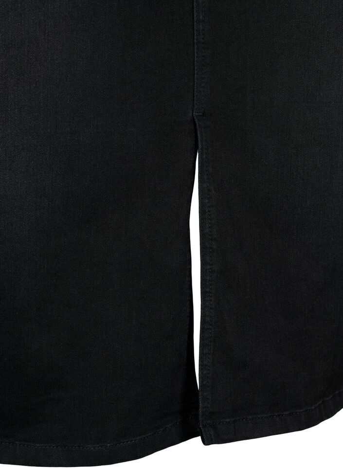 Denim midi skirt with slits, Black, Packshot image number 3