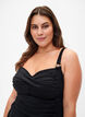 Swim dress with draping and skirt, Black, Model image number 2