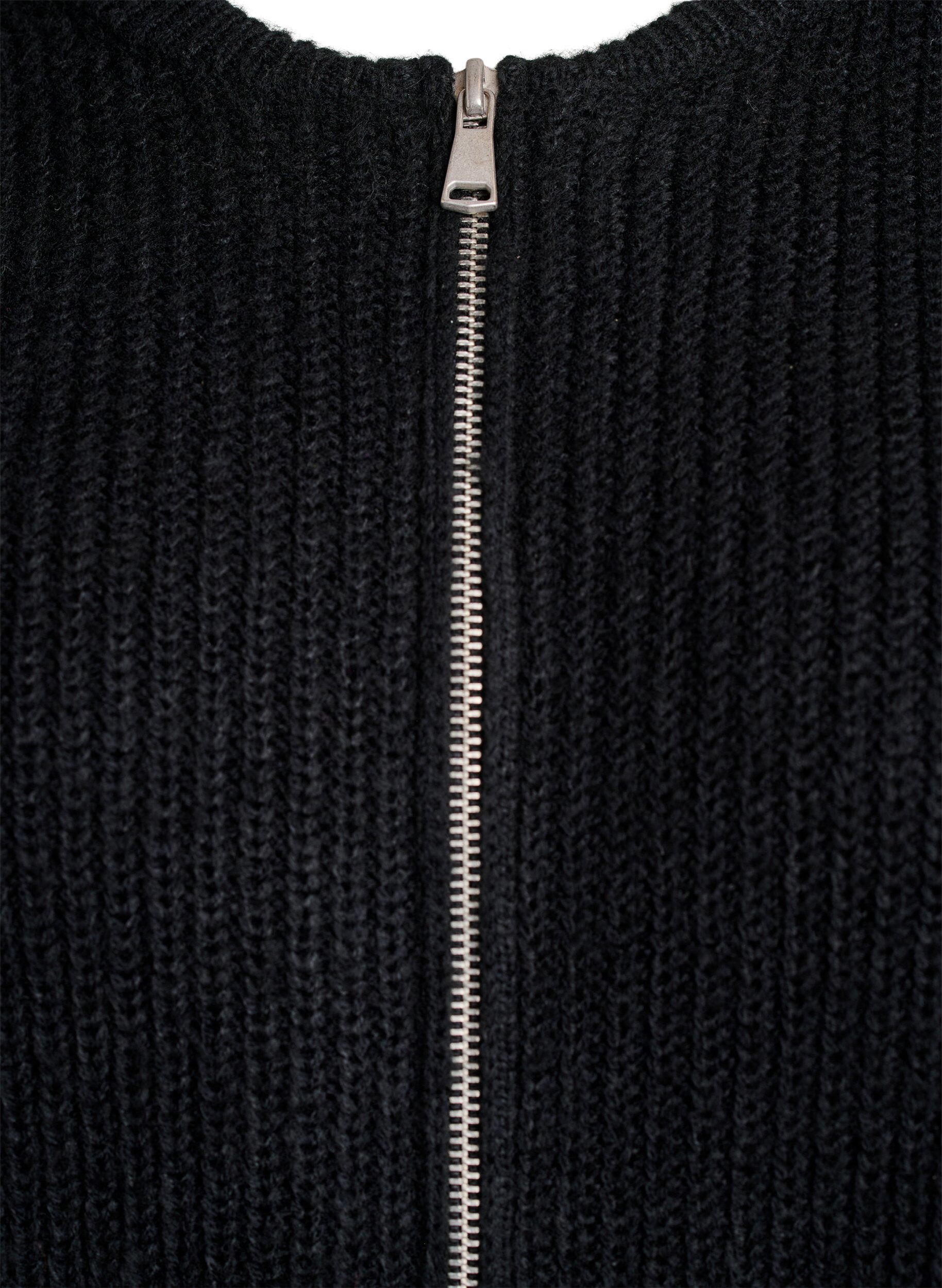 Zizzifashion FLASH - Knit cardigan with zip, Black, Packshot image number 2