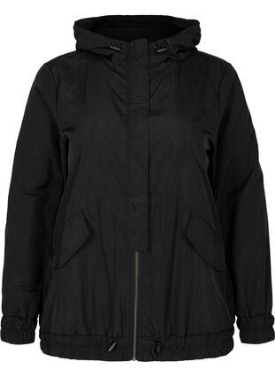 Hooded sports jacket with zip, Black, Packshot image number 0