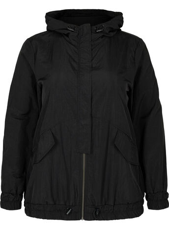 Hooded sports jacket with zip