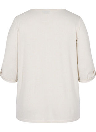 Blouse with buttons and 3/4 sleeves, Pumice Stone Melange, Packshot image number 1