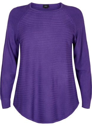 Knitted blouse with round neckline, Ultra Violet, Packshot image number 0