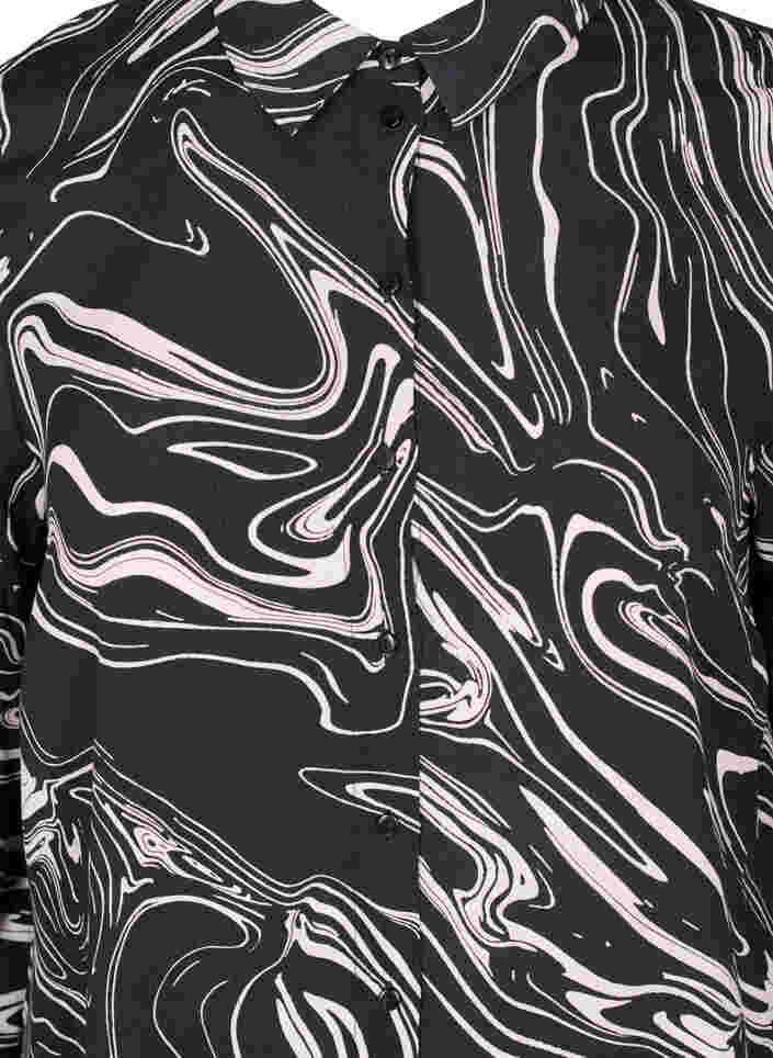 Shirt dress in viscose with print, Black Swirl AOP, Packshot image number 2