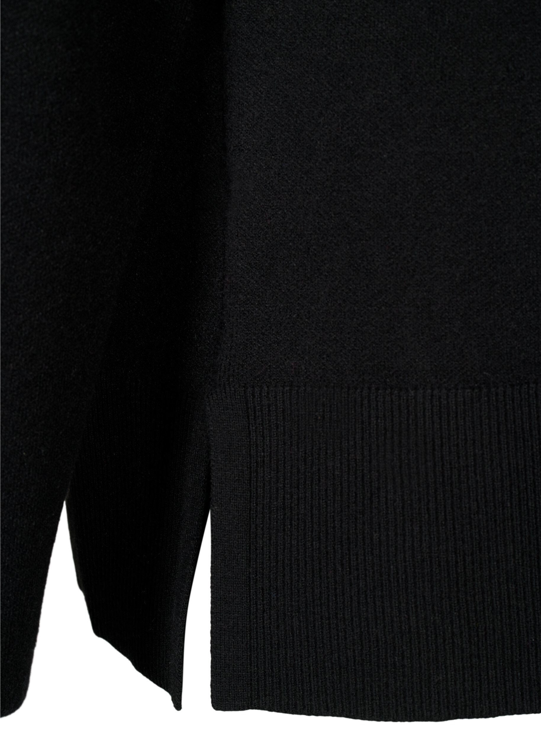 Zizzifashion Viscose blend pullover with side slit	, Black, Packshot image number 3