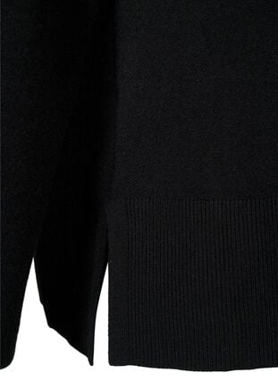 Viscose blend pullover with side slit	, Black, Packshot image number 3