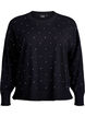Loose knit blouse with rhinestones, Black, Packshot image number 0