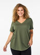 Short sleeve t-shirt with v-neckline, Green, Model image number 0
