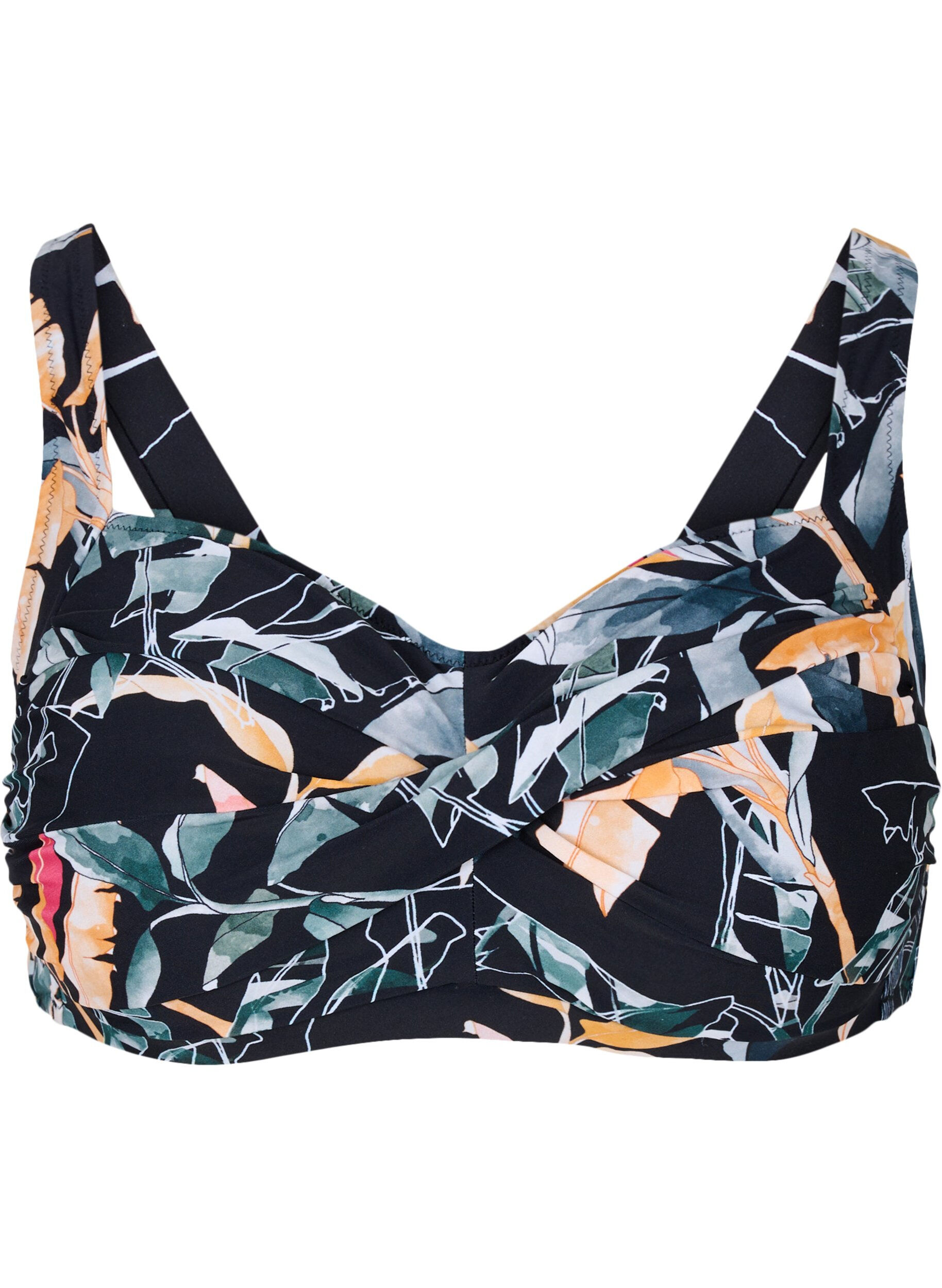 Zizzifashion Printed bikini top, Leaf Print, Packshot image number 0